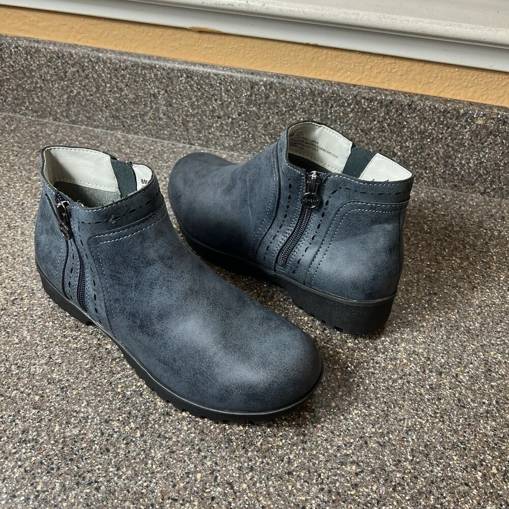 J Sport Memory Foam Ankle Bootie Womens Sz 8 M Blue Synthetic Comfort Casual New